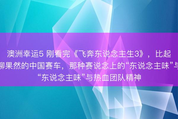 澳洲幸运5 刚看完《飞奔东说念主生3》，比起剧情更念念聊聊果然的中国赛车，那种赛说念上的“东说念主味”与热血团队精神